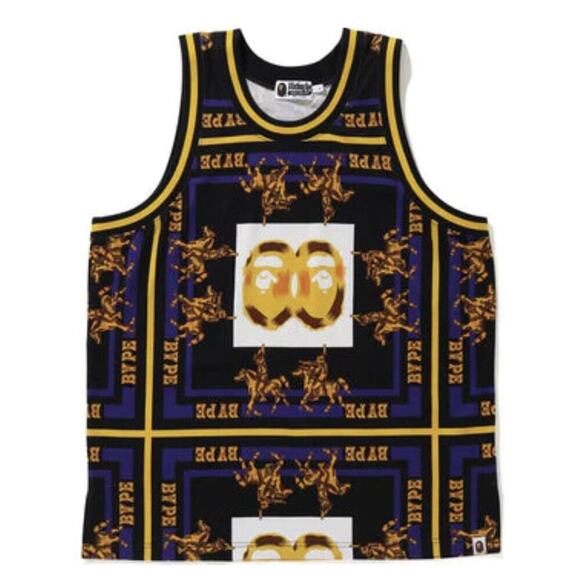 A Bathing Ape BAPE Black & Gold Double Ape Head Tank Top Size XXL 2XL AUTHENTIC!